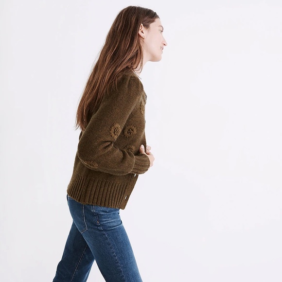 Madewell | Embroidered Edencroft Pleat-Sleeve Cardigan Sweater - Picture 6 of 10